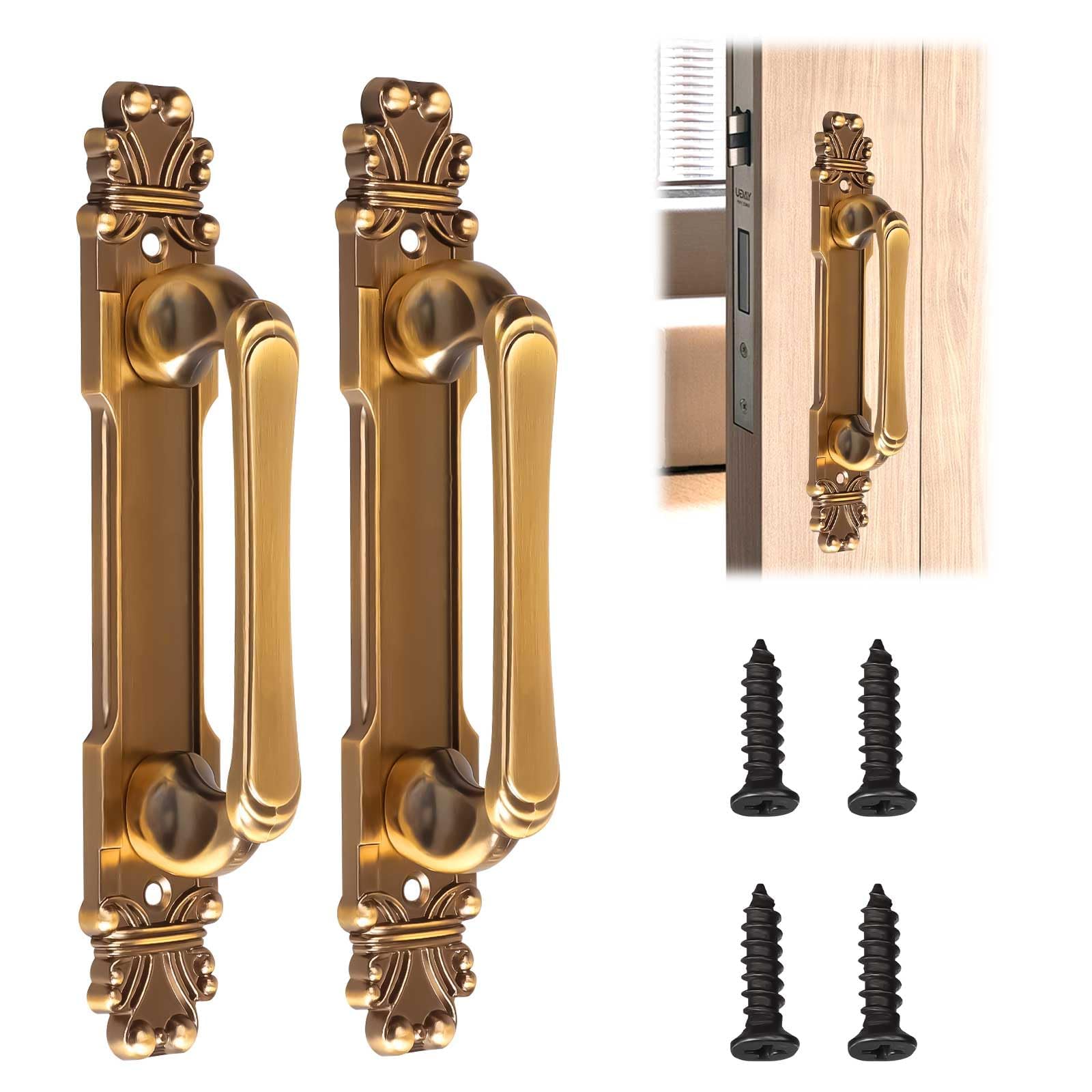 BigKing European Antique Door Handle, 2Pcs/Set, Door Pull Handle Chrome Brass, for Most Doors Cabinet Drawer Wardrobes (Medium)