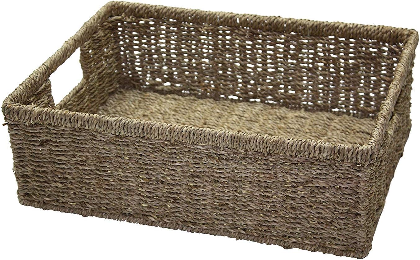Homeever Shallow Seagrass Rectangle Storage Basket (Small) Amazon.co