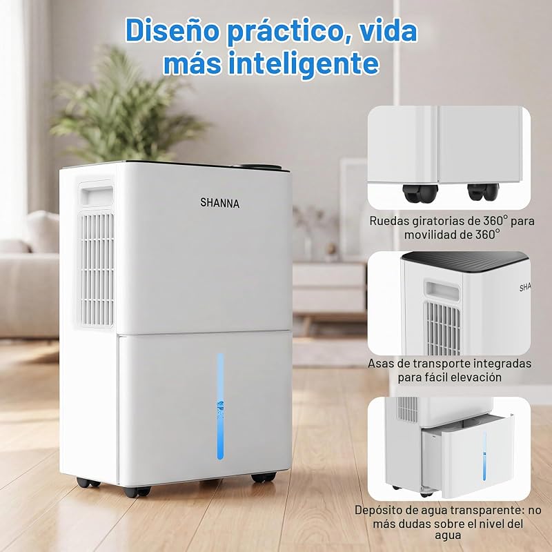 Deshumidificador 10L Para Hogar, Hasta 30m², Con Apagado Automático. Ideal Para Baños, Dormitorios Y Sótanos. Refrigerante R290. Cambio Gratuito En 1 Año Y Garantía De 10 Años. — foto 7 de 7