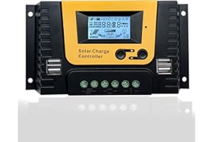 NUOFUWEI 20amp Solar Charge Controller 12V 24V 36V 48V Auto,PWM Solar Controller 20A with Backlit Display, Temperature Sensor,4 USB Ports, Fit for MAX 1040W Solar Panels Gel Sealed Flooded and Lithium Battery