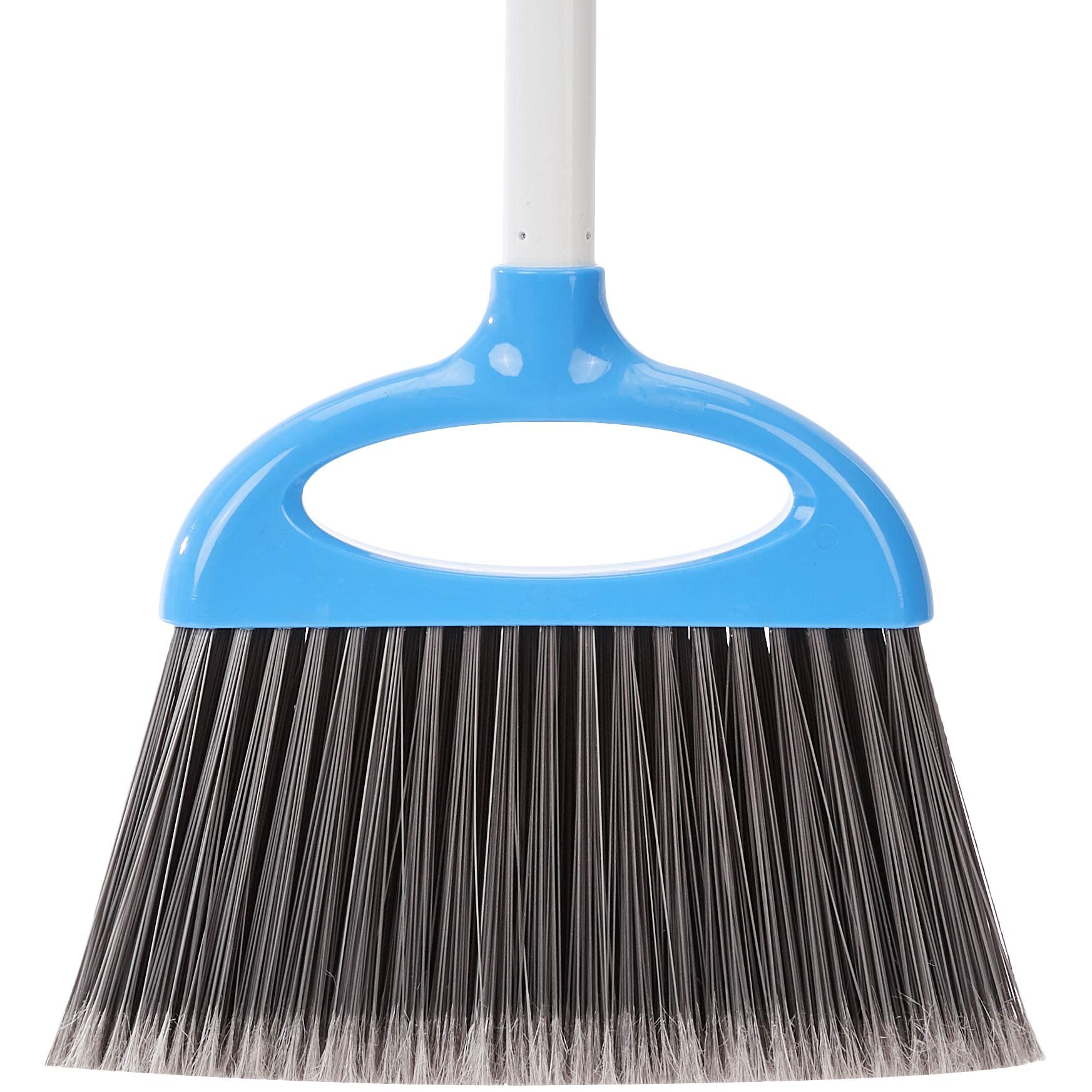 Amazon Basics Dustpan Broom Set with Easy Assembly and Long Handle, Blue and White