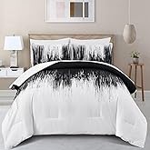 Dinjoy Ombre Black Comforter Set King Size Gradient Black White Boho Bedding Set for Teen Men Women 7 Pieces Bed in A Bag Bohemian Bed Set with Comforter, Sheets, Pillowcases & Shams