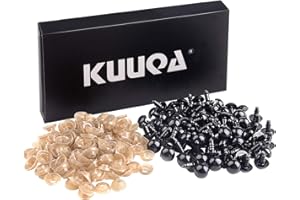 KUUQA 120 Pcs 9mm Black Safety Eyes Plastic Googly Eyes with Washers for Doll, Puppet, Plush Animal Making (9mm)
