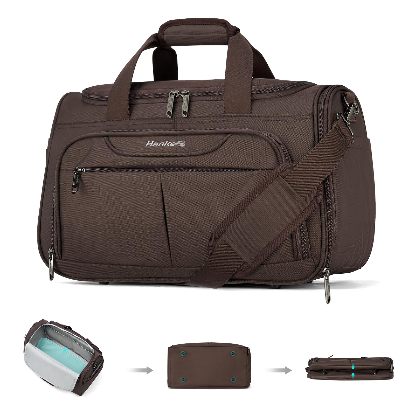 Photo 1 of Hanke Underseat Carry On luggage Bags for Travel, Foldable Travel Bags for Women, Soft Lightweight Personal Item Travel Bag Small Carry On Bags for Airplanes, Travel Tote Bags for Women Men.?Coffee?