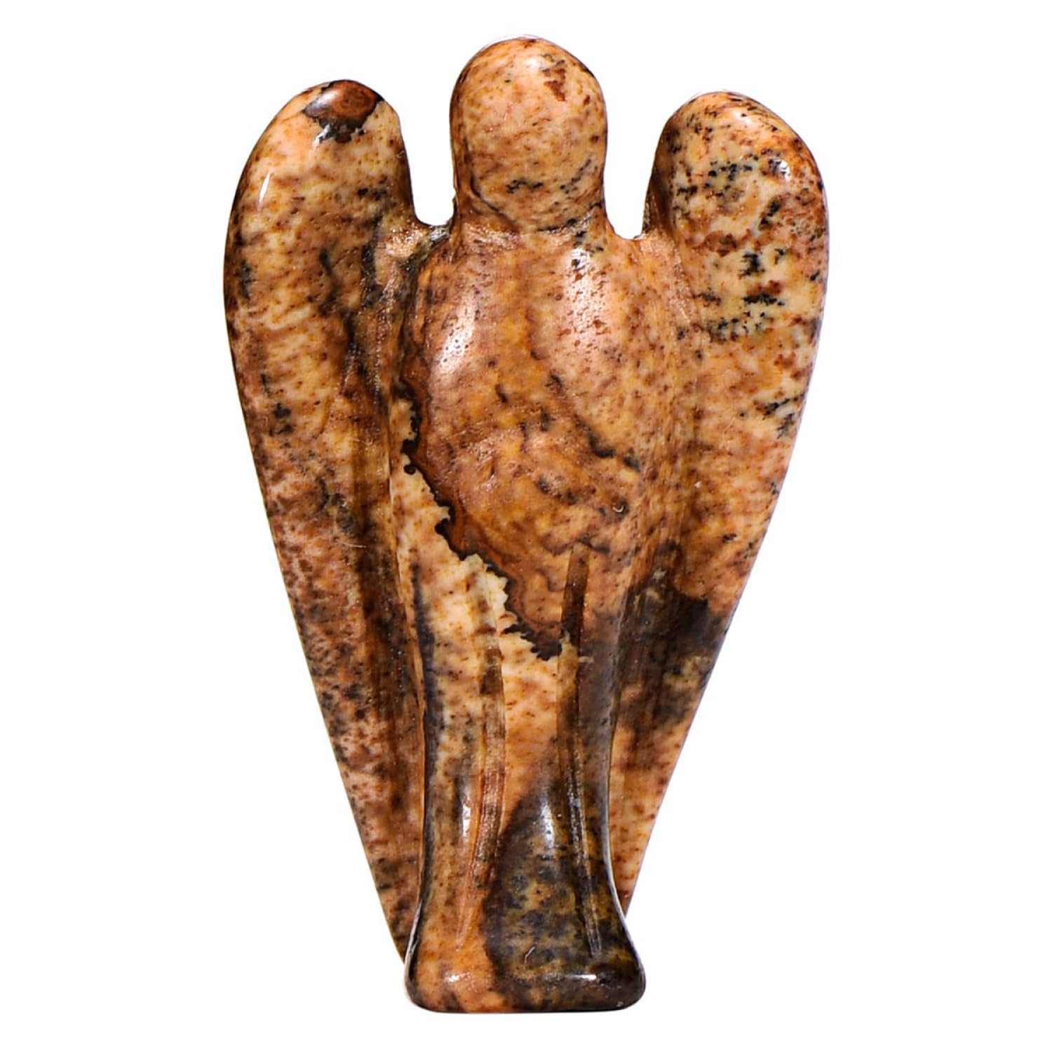 Morella Gemstone Picture Jasper Angel Good Luck Charm Guardian Angel to take with You 3,5 cm - 1.38 inch in a Velvet Bag