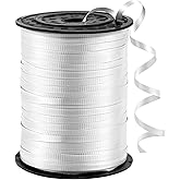 jefyghe White Crimped Curling Ribbon 1/5" Wide × 500 Yards Curling Ribbon for Gift Wrapping,Balloon String,Birthday Party,Ribbons for Festive Crafts,Wedding Decoration,Florist Flower,Art Craft