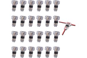 Mavelovs Low Voltage Wire Connector, Quick Solderless Wire Splice Connector,24 Pack T Tap Wire Connectors,No Stripping Speaker Wire Splice,Fits 24-20 AWG Stranded/Solid Electrical Wires, T Type 2 Pin
