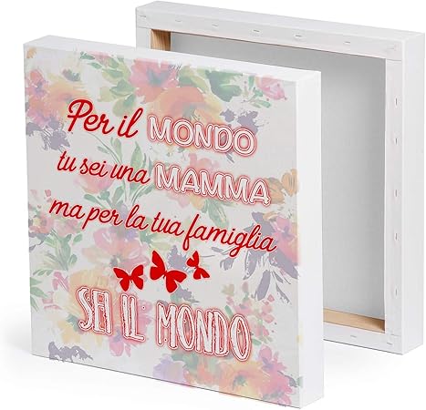 Quickgadget Idea Regalo Arredo Casa Quadro Tela Canvas Quadretto Con Dedica Dedicata Alla Festa Della Mamma Compleanno Per Il Mondo Tu Sei Una Mamma Ma Per La Tua Famiglia Sei Il Mondo