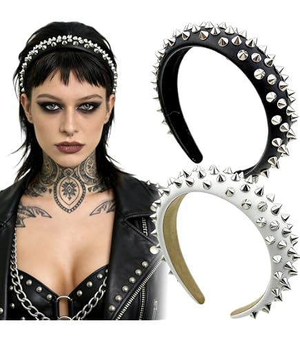 Punk Studded Headband Black Rock Hair Accessory Cosplay Halloween Amazon.com : Maeaccx Women main image 4