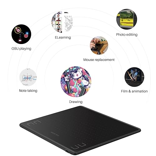 HUION HS64 Digital Drawing Tablet with Battery-Free Stylus and