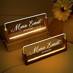 Custom Name Plate for Desk, Personalized Light Up