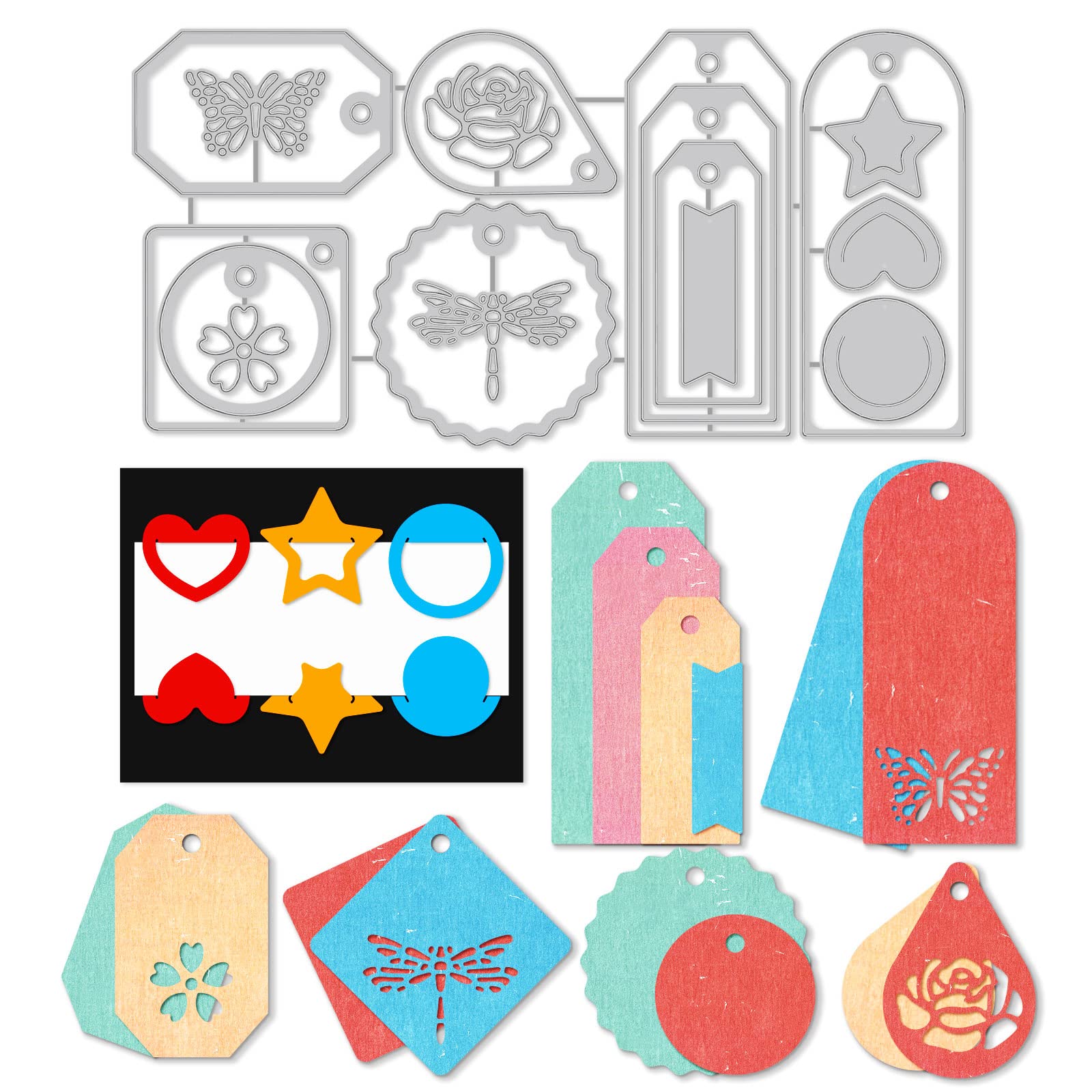 GLOBLELAND Label Box Cutting Dies Metal Bookmark Tags Metal Die Cuts Cutting Dies Templates for Paper Card Making Decoration DIY Scrapbooking Album Craft Decor