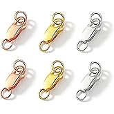 6pcs Sterling Silver Lobster Claw Clasp Set Necklace Clasps and Closures 0.31 in with Closed Jump Rings Gold Silver Rose Gold Jewelry Clasp for Necklace Bracelet Repair DIY Jewelry Making