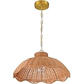 Creative Co-Op 60-Watt Small Scalloped Rattan Pendant Lighting, Natural