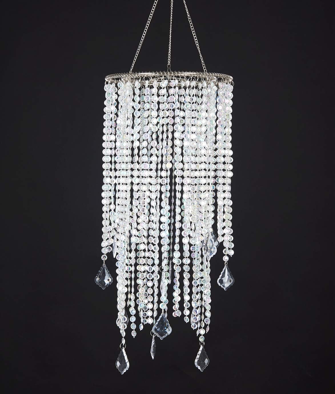 2 Tiers Sparkling Iridescent Acrylic Beaded Hanging Chandelier, W8.5" X H20.5", Great idea for Wedding Chandeliers Centerpieces Decorations and any Event Party Home Decor - - 