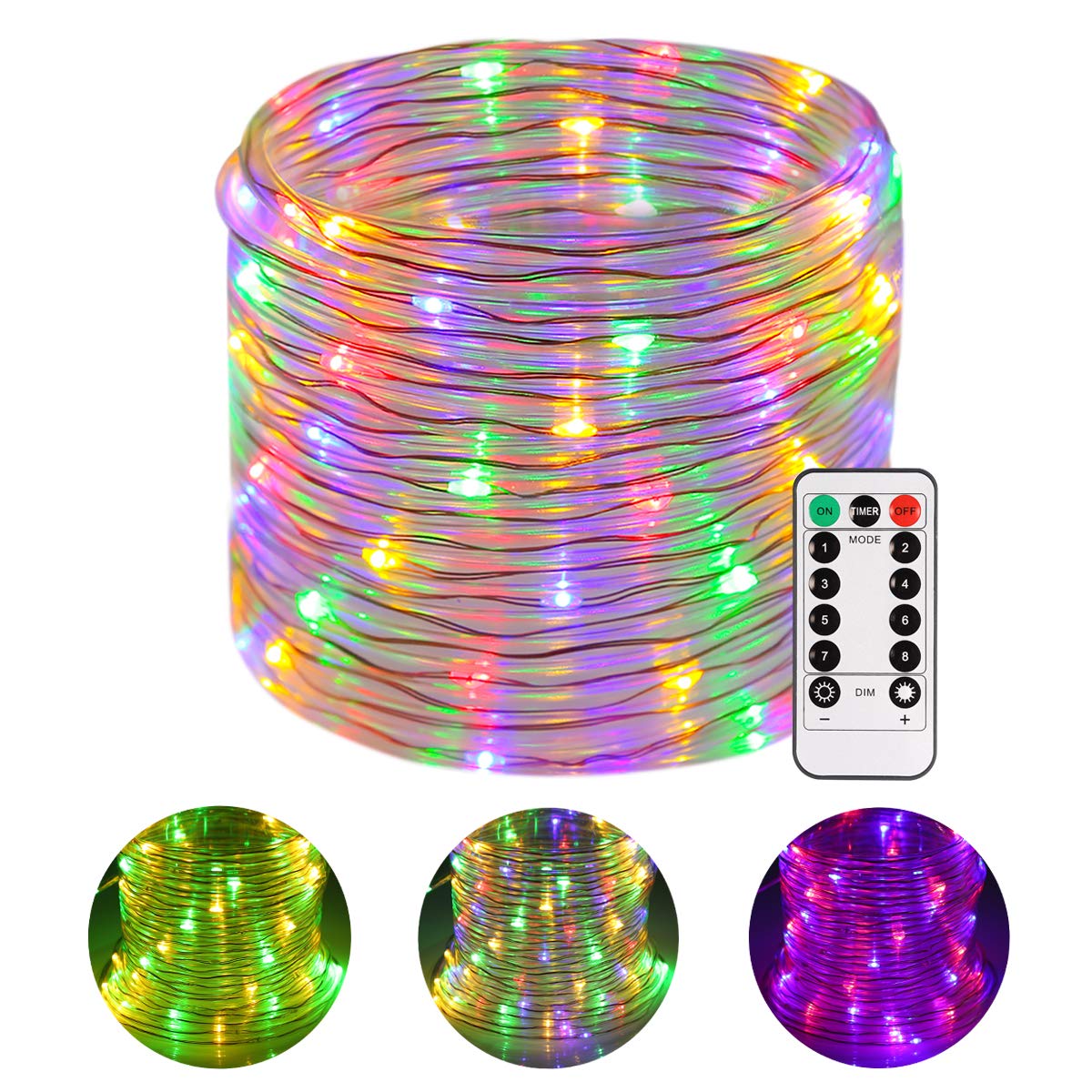Greenclick LED Rope Lights Battery Operated Waterproof 46ft 120 LED