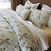 Brandream French Country Garden Toile Floral Printed Duvet Quilt Cover Cotton Bedding Set Asian Style Tapestry Pattern Chinoiserie Peony Blossom Tree Branches Multicolored Design (Queen,Mint Green)