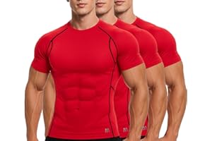 MagnaMan Men's Compression Shirts 3 - Pack: Moisture - Wicking Athletic Baselayer Tops