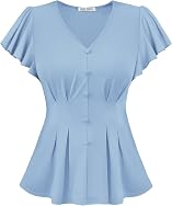 GRACE KARIN Summer Blouses for Women Dressy Casual, 2026 Ruffle Sleeve Peplum Tops, Business Work Shirt Fashion Clothing