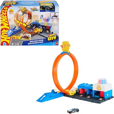 Hot Wheels Super Police Station Track Set 1:64 Die-Cast Car JBM71