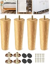 Eidoct Solid Wood Furniture Legs 8 inch M8 Bolts Rubber Pads