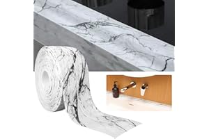 FANSIVOKE 1.5" * 16.4' Kitchen & Bath Tape Caulk Strip, Upgraded Acrylic Glue PVC Self Adhesive Waterproof Caulking Sealing Tape, Decorative Sealant Trim for Kitchen Sink Toilet Bathtub (MarbleWhite5M)