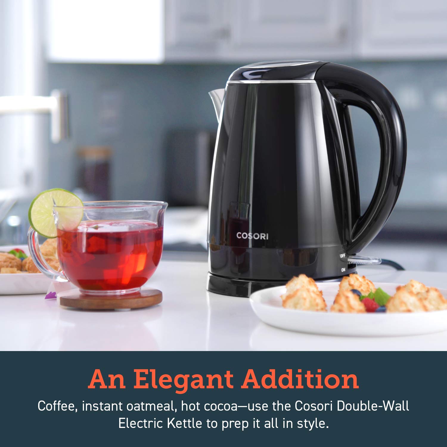 COSORI Electric Kettle(BPA Free), 1.8 Qt Double Wall 304 Stainless