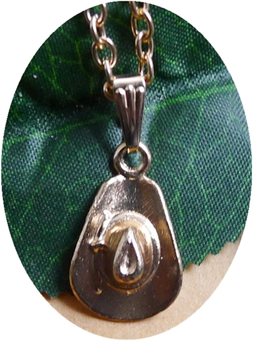 Cowboy hat necklace, Gold hat necklace, Antique Gold