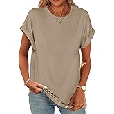 UNCLECAT Women's Short Sleeve T Shirts Trendy Crew Neck Curve Hem Soft Tunic Tops Summer Outfits 2026