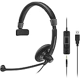 Sennheiser SC 45 USB MS (507083) - Single-Sided Business Headset | For Skype for Business, Mobile Phone, Tablet, Softphone, and PC | HD Sound & Noise-Cancelling Microphone (Black)