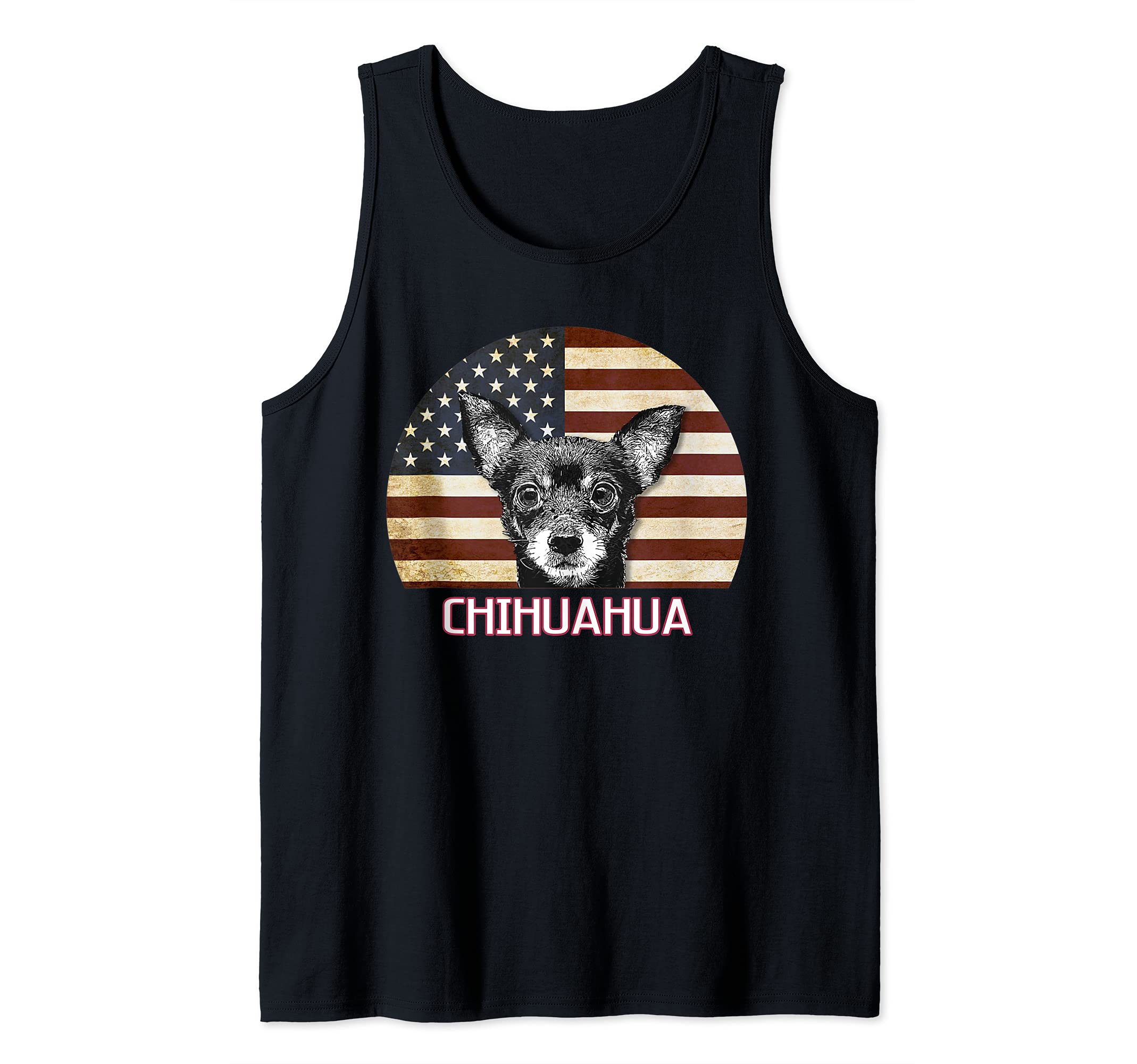 Chihuahua Dog Lover Owner Retro USA American Merica Flag Tank Top
