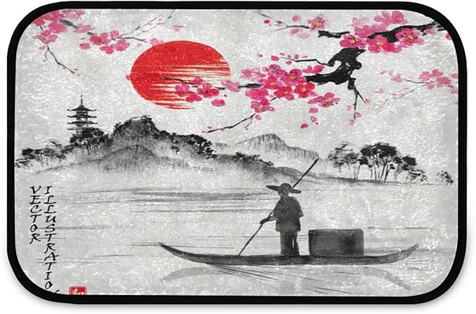 LZXO - Alfombra de baño de felpa, diseño de ciruela china con flores