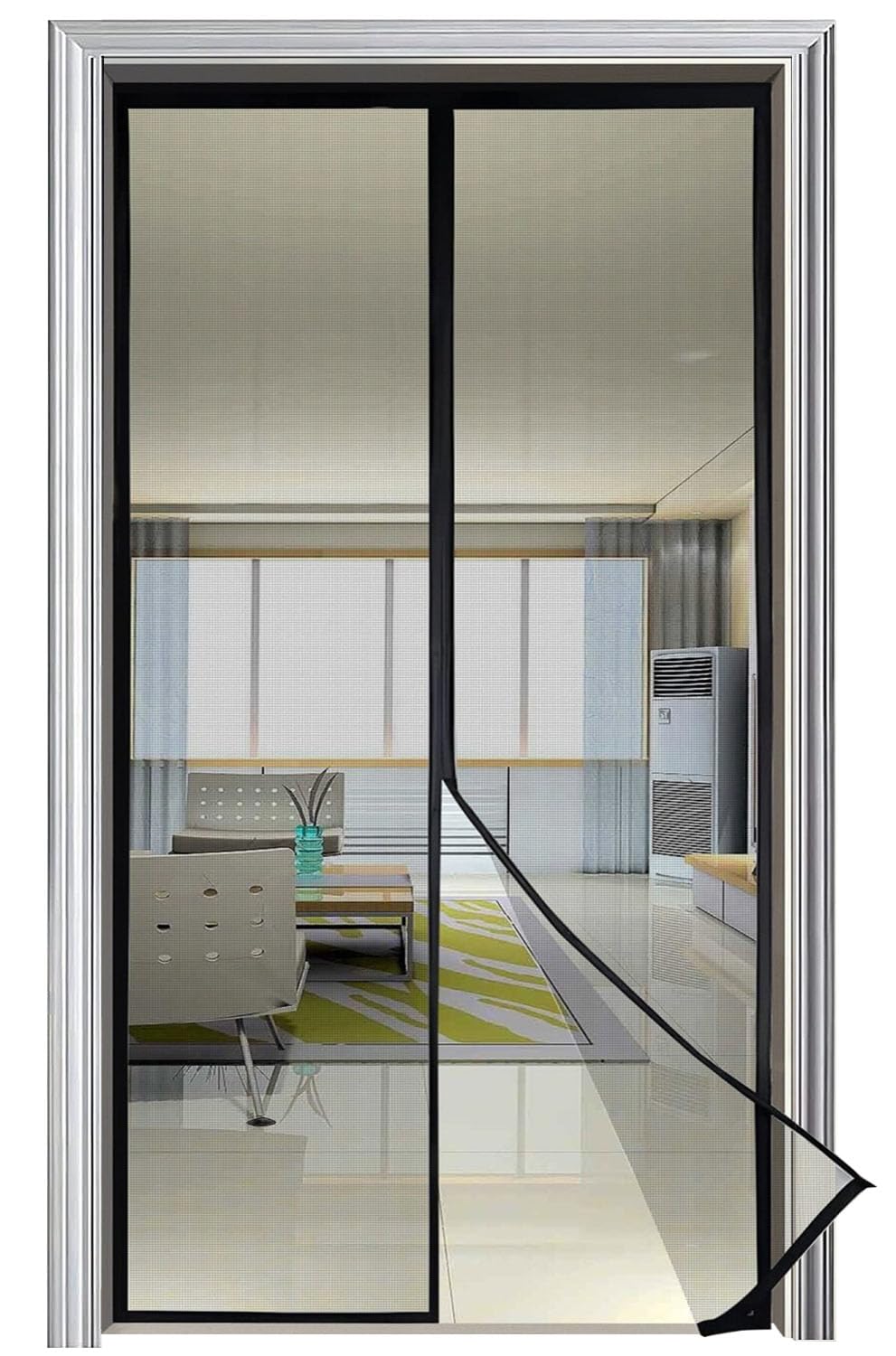 Y.A. LOTUS Magnetic Screen Door 80 x 220cm Black, Keep Bugs Out - Easy Installation & Removal, Automatic Opening & Closing, Ideal for Patio Doors & Exterior Doors
