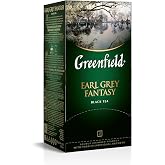 Greenfield Earl Grey Fantasy Сlassic Collection Black Tea Finely Selected Speciality Tea 25 Double Chamber Teabags With Tags in Foil Sachets