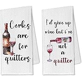 OTOUO Funny Wine Kitchen Towels Set of 2, Wine Gifts for Lovers Women Dish Tea Bar Towels for Kitchen Bar Bartender, Bar Cart Decor Hand Towels, 16x24 Inches