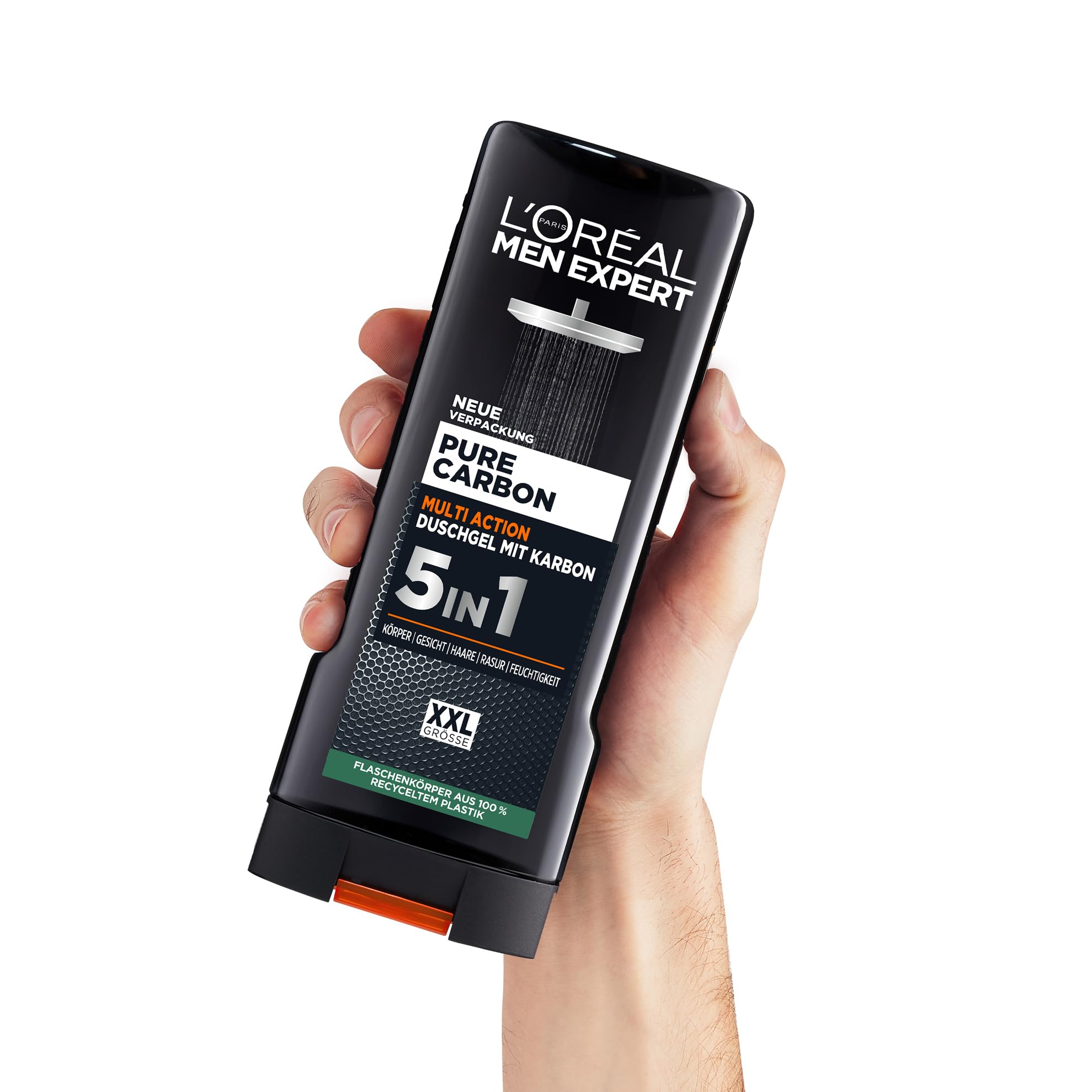 L'Oréal Men Expert XXL 5in1 Duschgel und Shampoo für Männer, Duschbad zur Reinigung von Körper, Haar und Gesicht, Herren Körperpflege für langanhaltende Frische mit Karbon, Pure Carbon, 1 x 400 ml 7