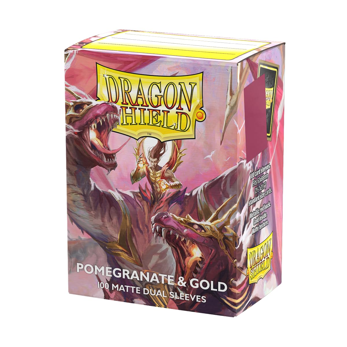 Dragon Shield | Matte Dual Standard Size Card Sleeves | 100 CT - Smooth & Tough Premium TCG Sleeves - Compatible with Pokemon, Flesh & Blood, One Piece & Magic The Gathering | Red/Gold