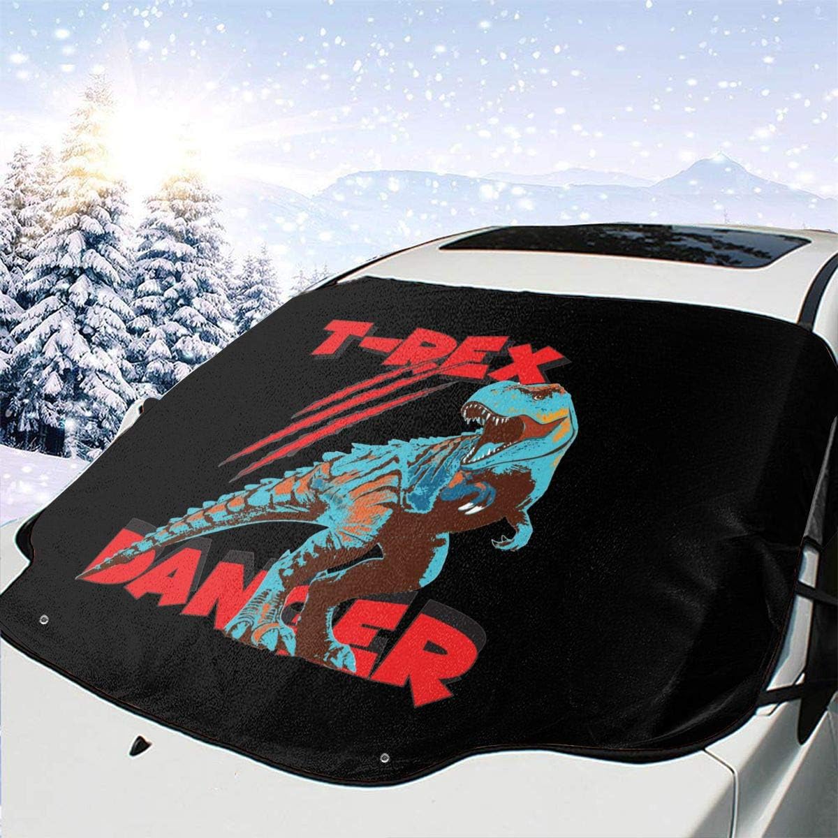 Nixboser T-Rex Danger Car Windshield Sunshade Foldable Waterproof Sun Shade for Front Window for SUV Trucks Minivans Van