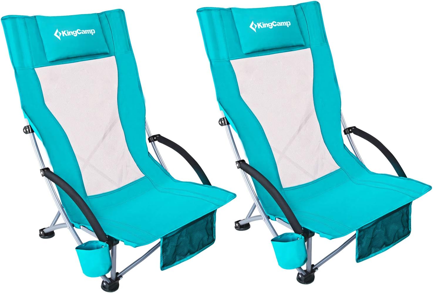 KingCamp Low Sling Beach Chair for Camping Concert Lawn, Low and High Mesh Back Two Versions