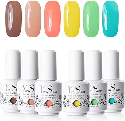 kit de esmalte de gel para unas de y s para lampara uv led 6 colores purpurina 005 8 ml
