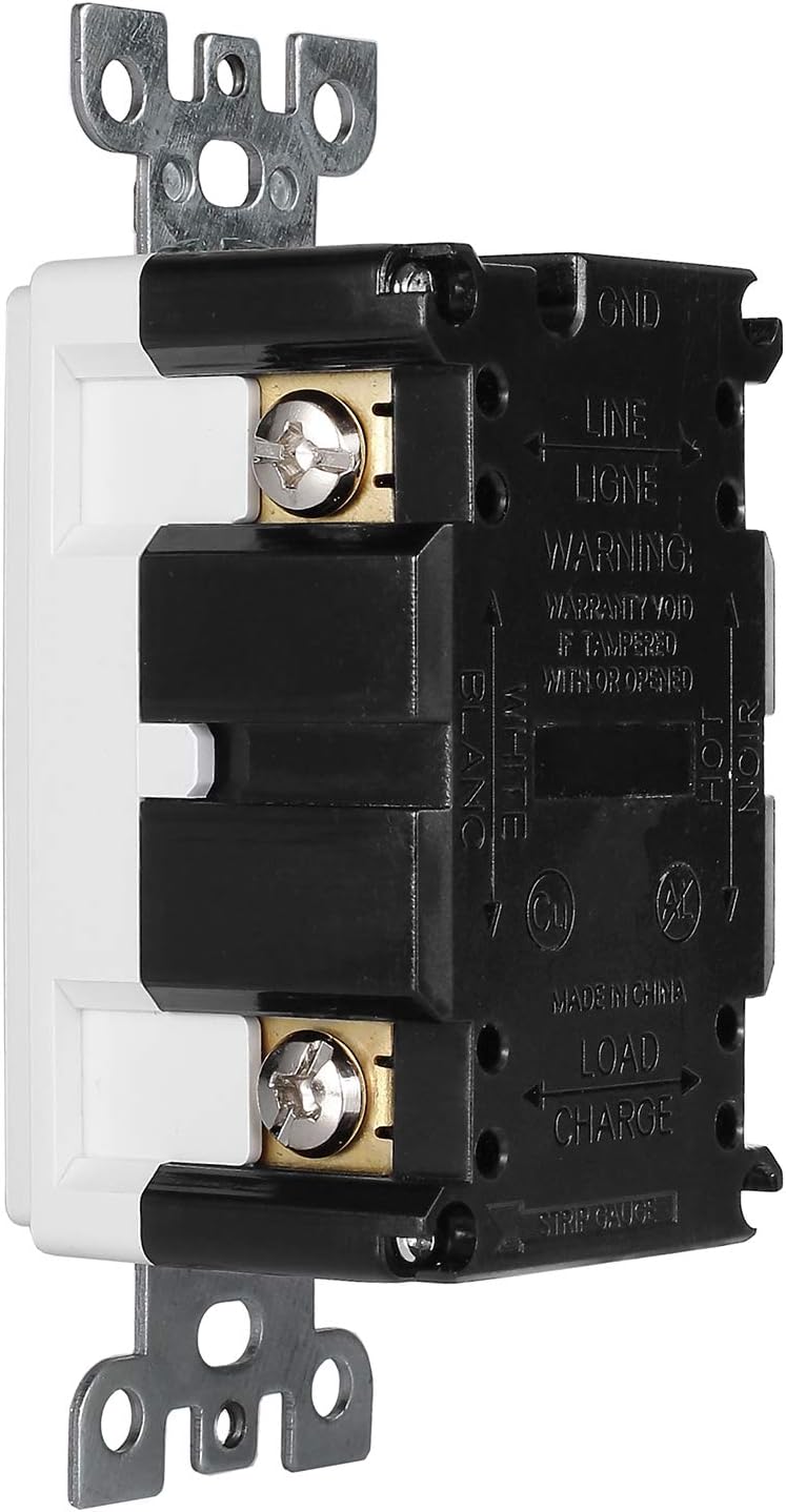 1 Pack - GFCI Duplex Outlet Receptacle - Tamper Resistant 15-Amp/125-Volt, Self-Test Function with LED Indicator - UL Listed, cUL Listed - Wall Plate and Screws Included, White - - 