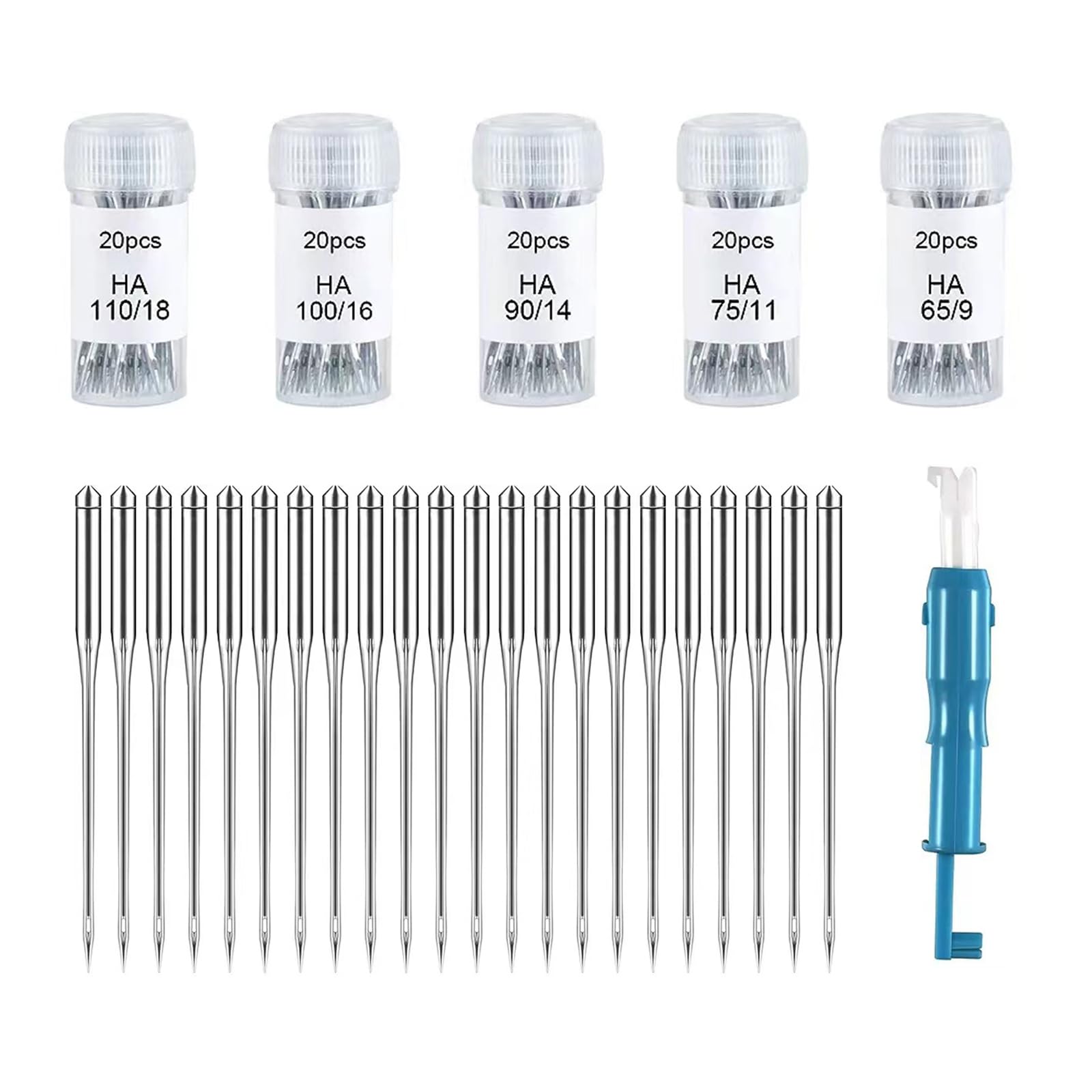 PMELCXD Domestic Sewing Machine Needles, 50 PCS Sewing Machine Needles Various Universal 65/9 75/11 90/14 100/16 110/18 With Acupuncturer, Sewing Machine Needles