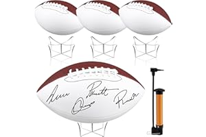Hiboom Gold Autograph Football with Display Stand Air Pump for Trophy Anniversary High School College Coaching Gift Award Championship Party