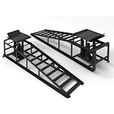 LOCKIETTA 2 PCS Hydraulic Car Ramp, 11065LBS 5T Heavy Duty Car Ramps with Hydraulic Jack, Steel Car Ramps for Oil Changes High Lift 9"-14.3" for Home Garage, Vehicle Truck Repair, Black