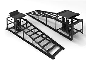 LOCKIETTA 2 PCS Hydraulic Car Ramp, 11065LBS 5T Heavy Duty Car Ramps with Hydraulic Jack, Steel Car Ramps for Oil Changes High Lift 9"-14.2" for Home Garage, Vehicle Truck Repair, Black