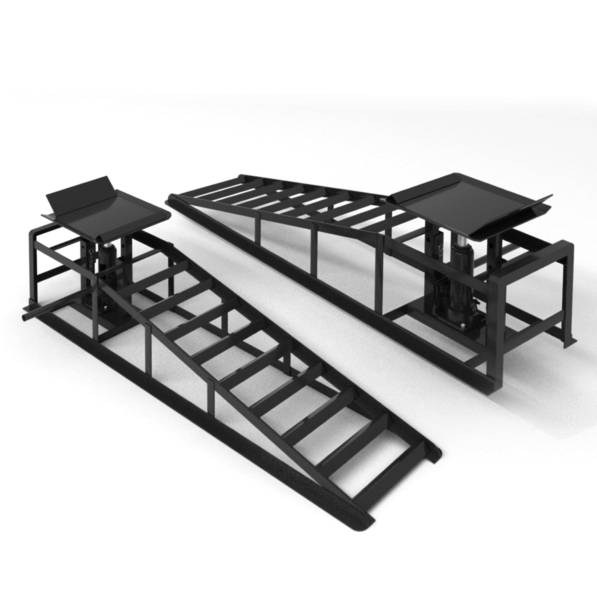 Photo 1 of LOCKIETTA 2 PCS Hydraulic Car Ramp, 11065LBS 5T Heavy Duty Car Ramps with Hydraulic Jack, Steel Car Ramps for Oil Changes High Lift 9"-14.2" for Home Garage, Vehicle Truck Repair, Black