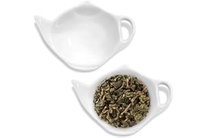 PRINCESS BLING DIAMONDS 2 Pack Porcelain Tea Bag Coasters,Tea Bag Holder for Used,Classic Teaspoon Rest Pad Heat-Resistant Coasters Cute Tea Bag Dish Saucer Teabag Caddy Holder Set for Organizing Tea Time (2)