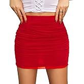Avidlove Women Sexy Skirt Ruched Bodycon Double Layer Club Skirts Lettuce Trim Skirts Office Mini Skirt