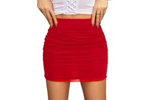 Avidlove Women's Sexy Skirt Ruched Bodycon Double Layer Club Skirt Lettuce Trim Mini Skirt Office Skirt