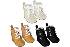 Bencailor 3 Pairs Christmas 18 Inch Doll Boots and Shoes Winter Dolls Shoes American Themed Boots Skates for Dress up(Simple Style)
